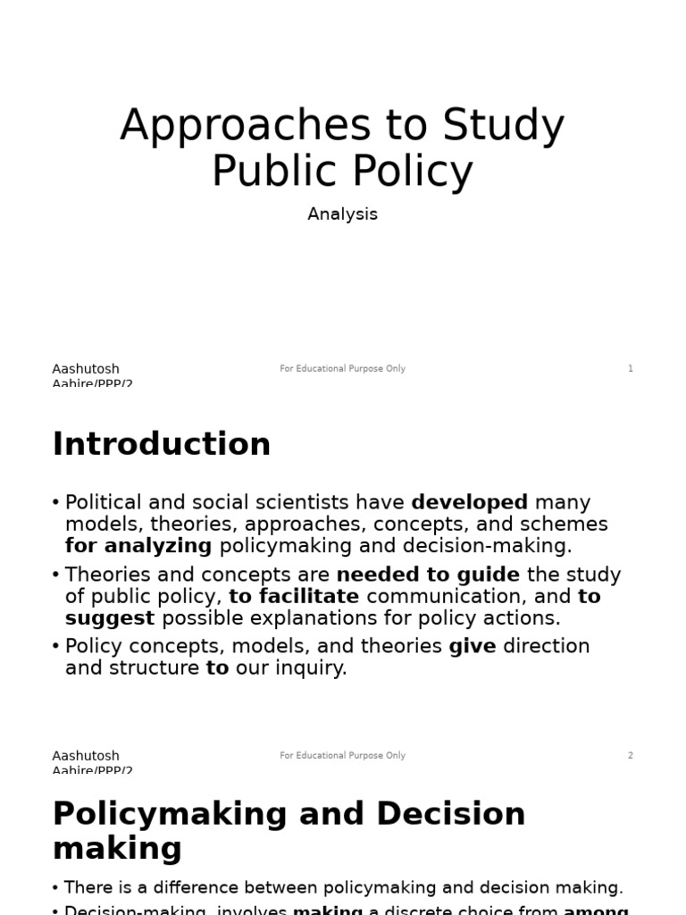 Public Policy Analysis Approaches | PDF | System | Policy