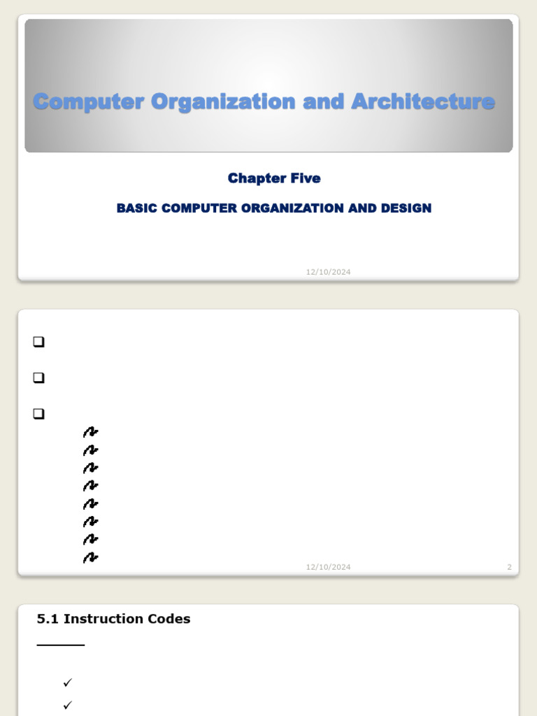 CH5 - Basic Computer Organization & Design | PDF | Central Processing ...