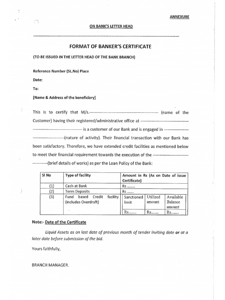 Liquid Asset Format Annexure | PDF