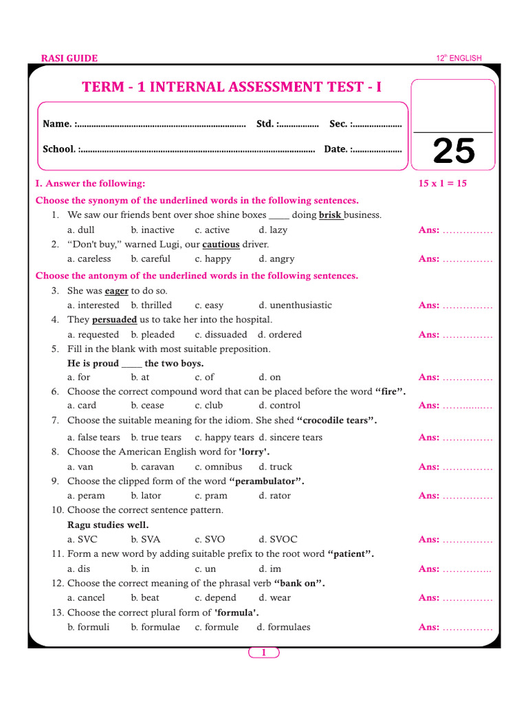 English Language Exercises and Answers | PDF | Grammar | Lexical Semantics