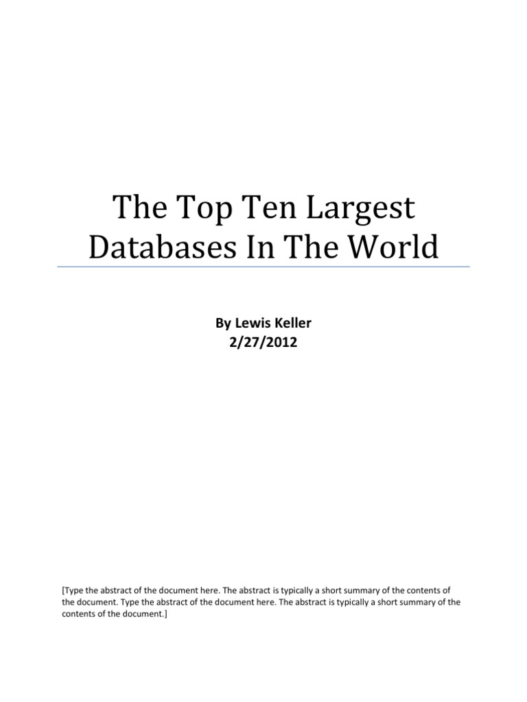 The top ten largest databases in the world google databases free 