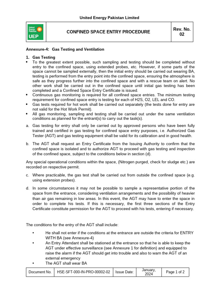 Annexure - 4 - Gas Testing and Ventilation - Rev2 | PDF | Ventilation ...