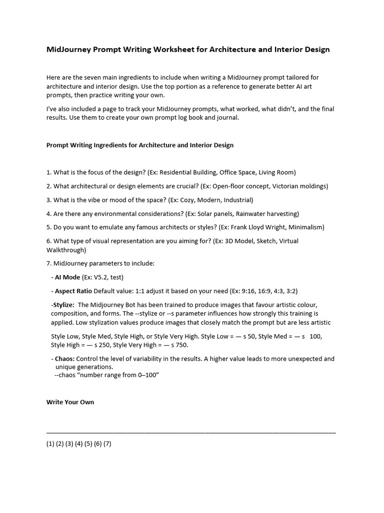 MidJourney Prompt Guide for Design | PDF