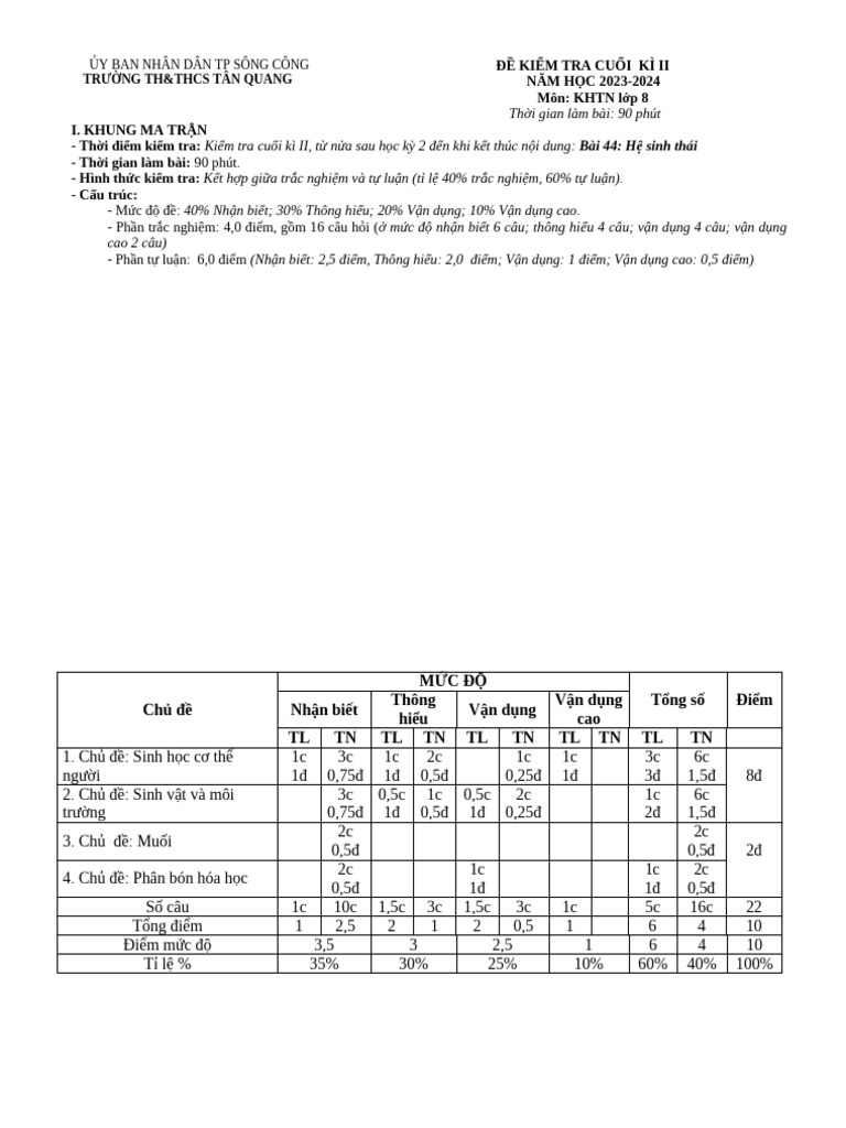 De Cuoi Ki 2 KHTN 8 - DA XONG 1 b4817 | PDF