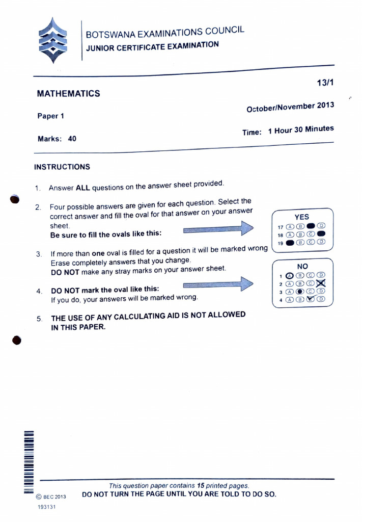 2013 JCEMaths1 | PDF
