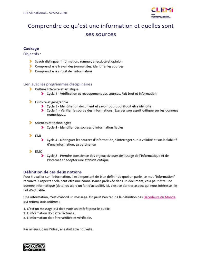 Comprendre l'information et ses sources | PDF | Informations | Média ...