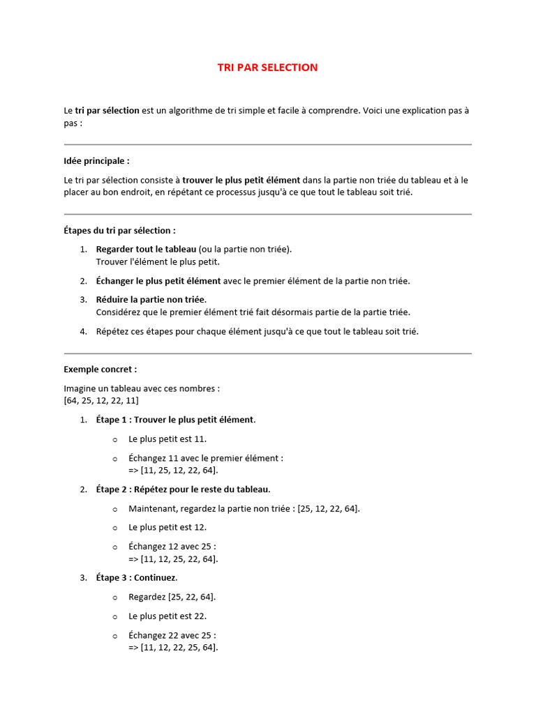 Tri par sélection et à bulles en C | PDF | Algorithmes | Algorithmes et ...