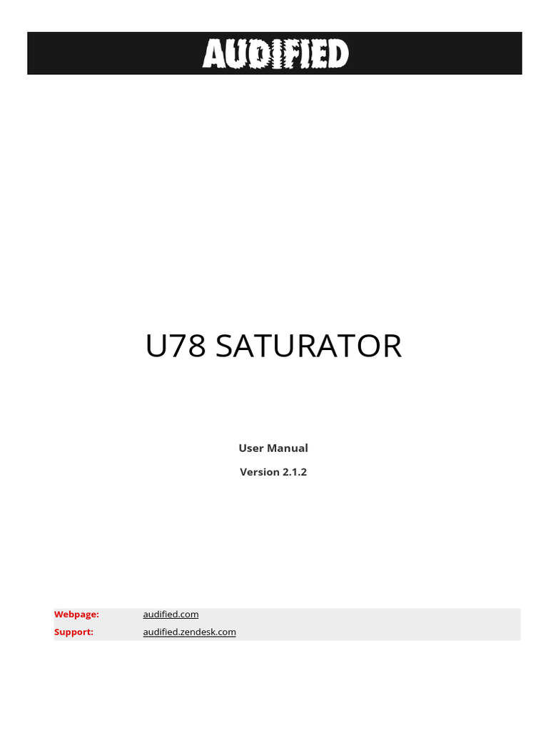 U78 Saturator - User Manual | PDF | Low Pass Filter | Filter (Signal ...