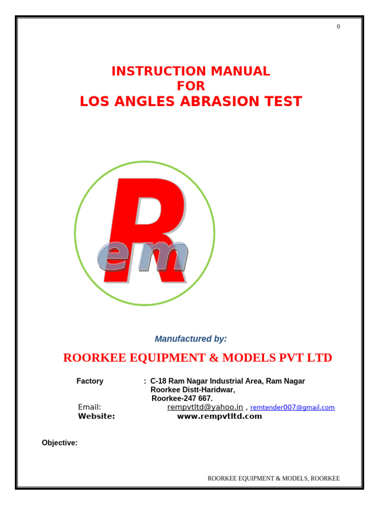 Los Angeles Abrasion Test Manual | PDF