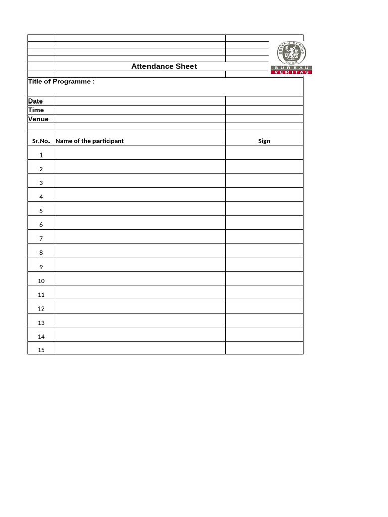Training Attendance Sheet | PDF