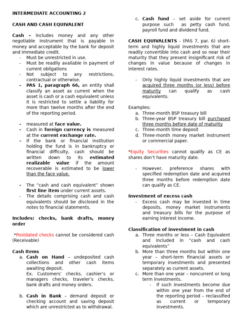 Cash and Cash Equivalents Overview | PDF | Cash | Money