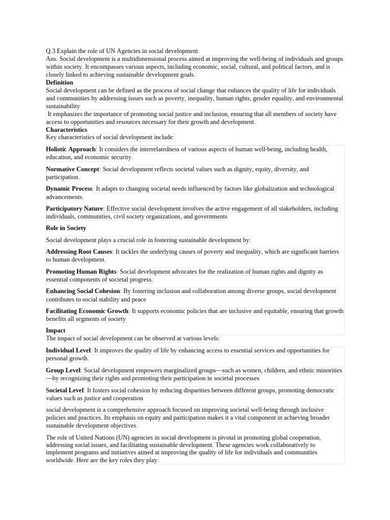 UN Agencies in Social Development | PDF | Sustainability | United ...