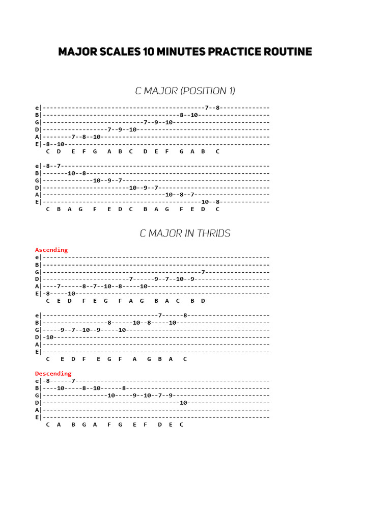 10 Minutes Major Scale Practice Routine | PDF