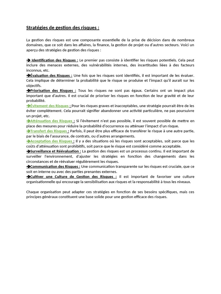 Stratégies de gestion des risques efficaces | PDF