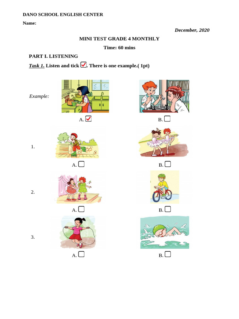 Mini Test Grade 4 December Pdf