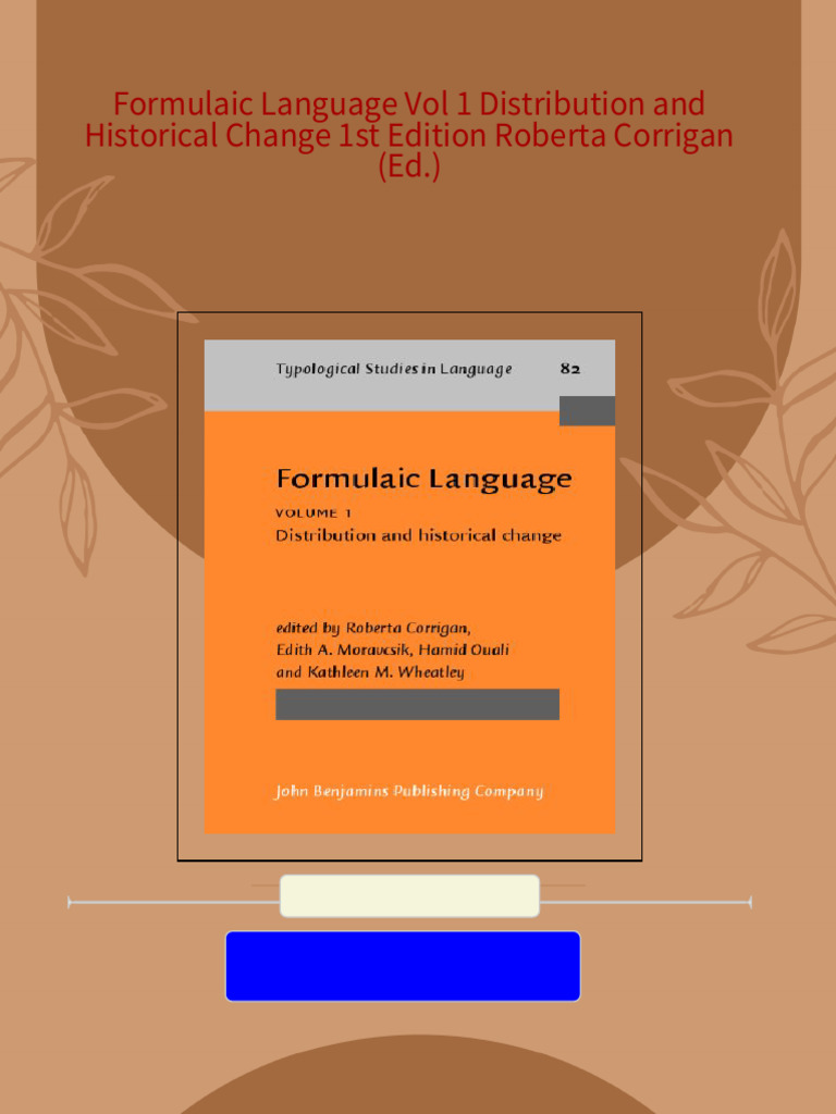 PDF Formulaic Language Vol 1 Distribution and Historical Change 1st ...