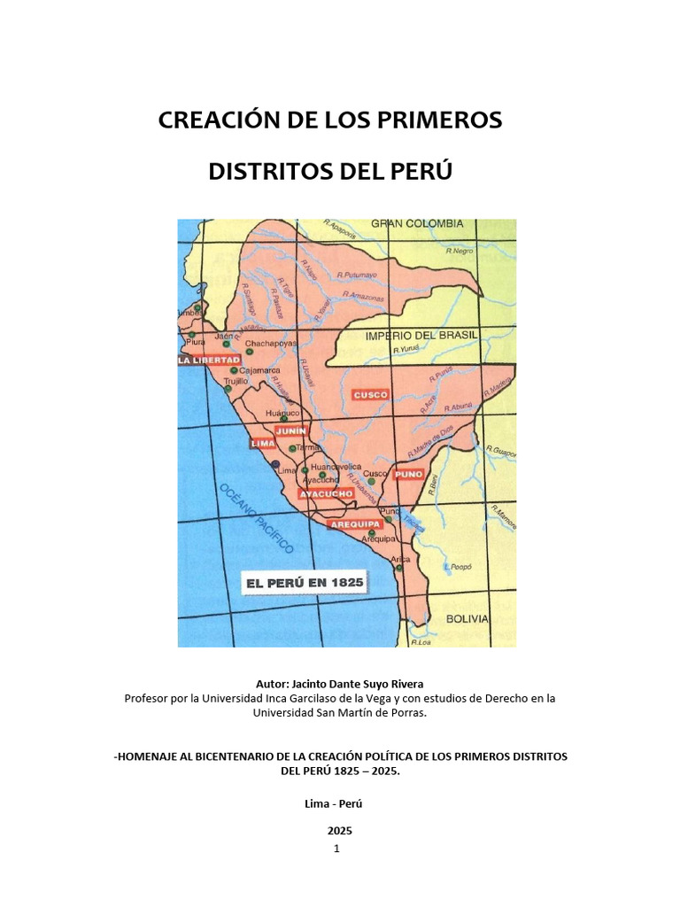 Creación de Distritos en el Perú 1825 | PDF | Perú | Comunidad andina