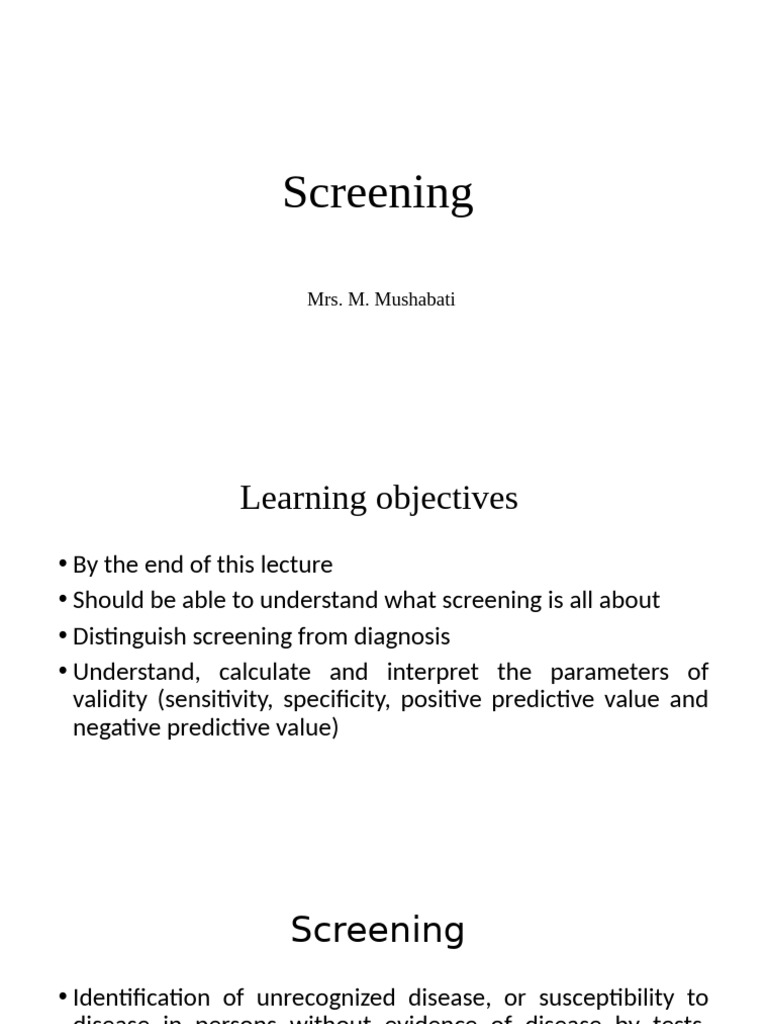 Screening 2025 | PDF | Sensitivity And Specificity | Clinical Medicine