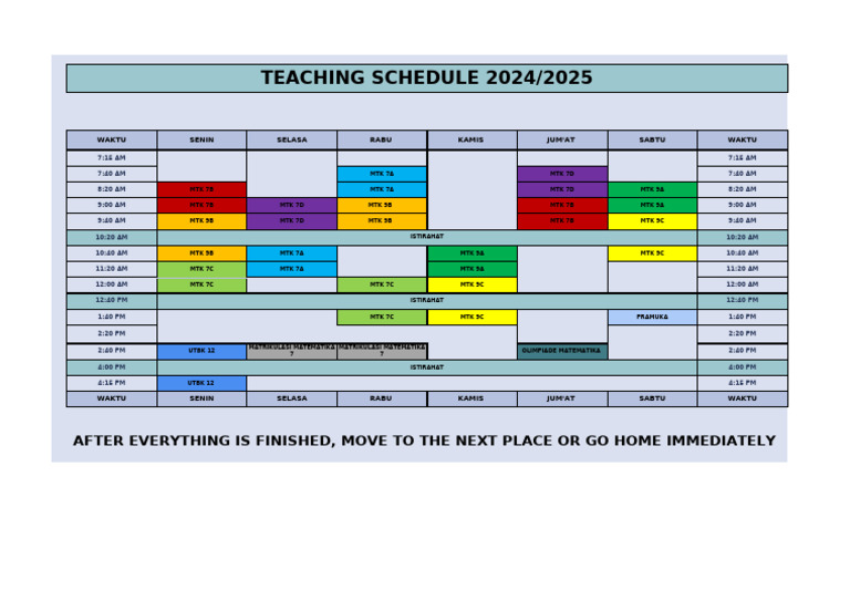 2024/2025 Teaching Schedule Overview | PDF
