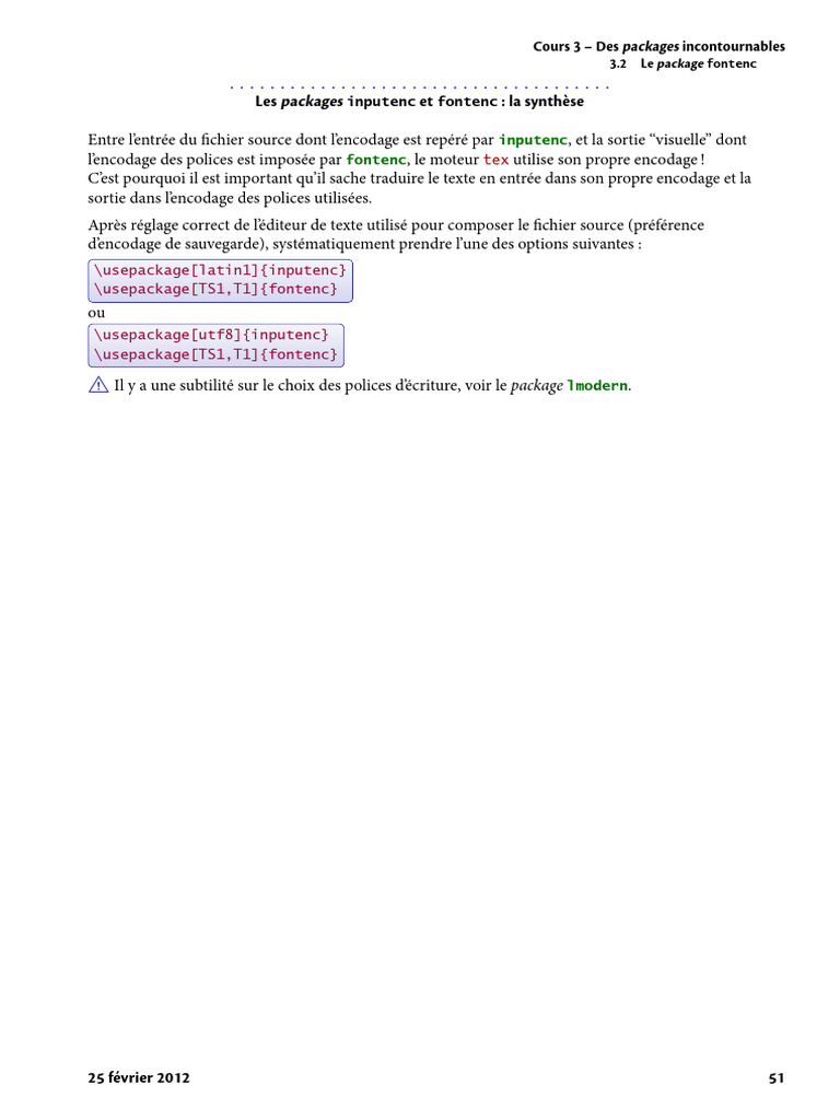 Packages LaTeX Essentiels : fontenc, textcomp, lmodern | PDF | Police d ...