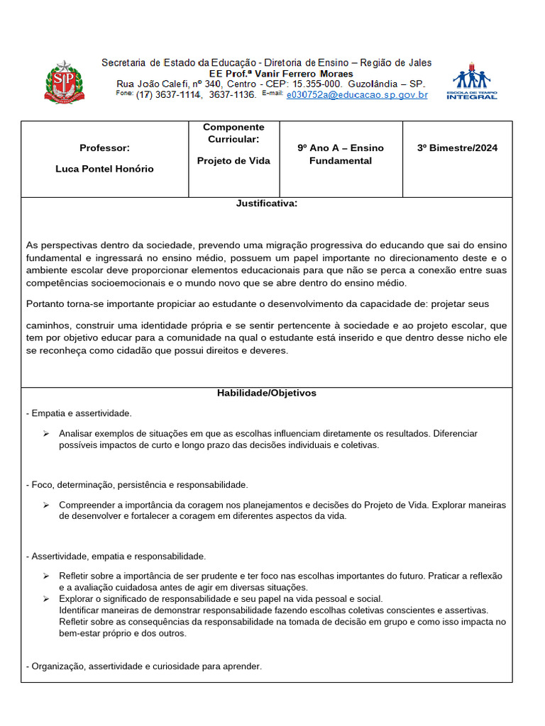 Projeto de Vida: Habilidades Socioemocionais | PDF | Aprendizado | Empatia