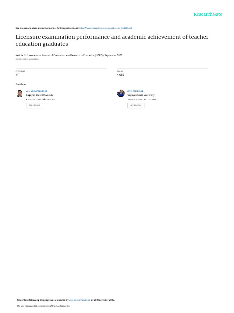 Teacher Exam Performance & Academic Success | PDF | Teachers | Teacher ...