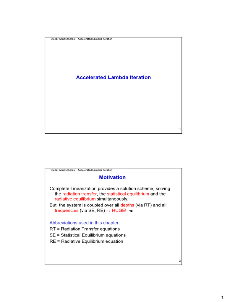 Accelerated Lambda Iteration in Stellar Atmospheres | PDF | Scattering ...