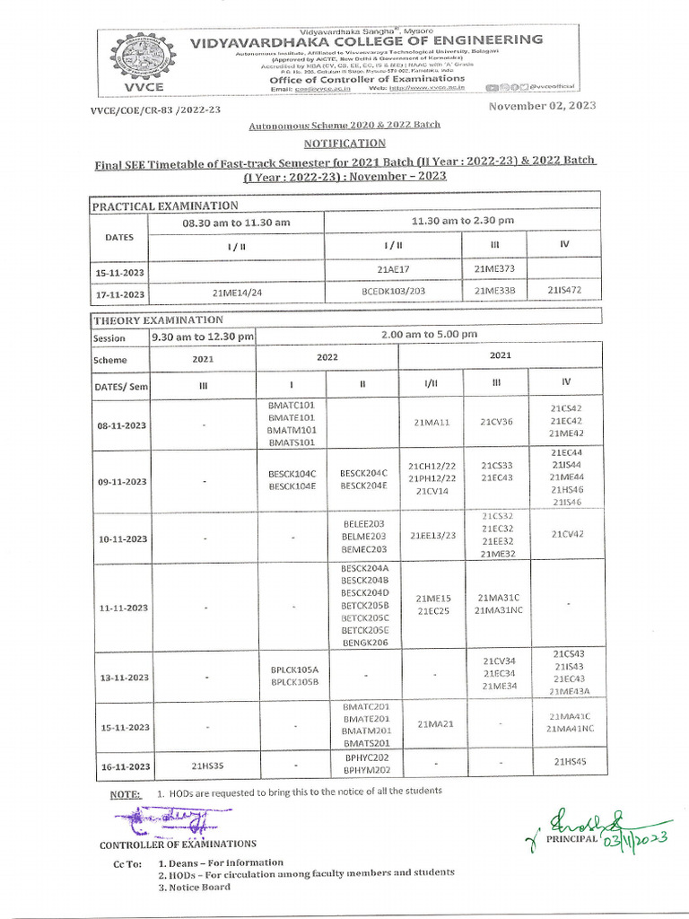 SEE Timetable Fast Track For 2021 2022 Batches | PDF