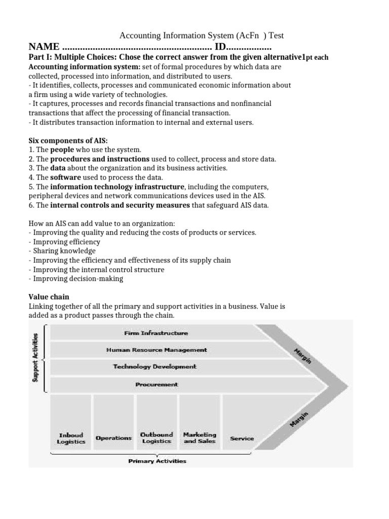 Accounting Information System Test Guide | PDF | Information | Accounts ...