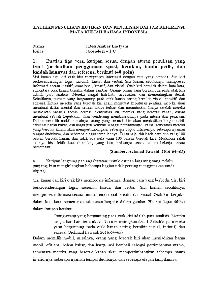 Latihan Kutipan & Referensi | PDF