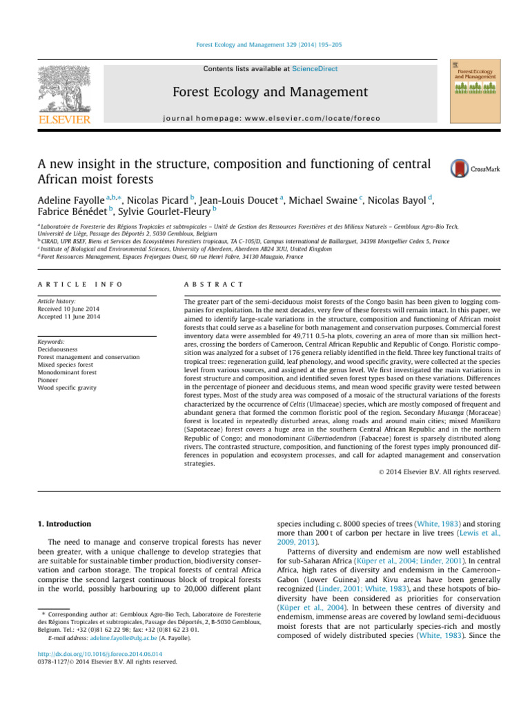 Central African Forest Structure Insights | PDF | Forests | Biology