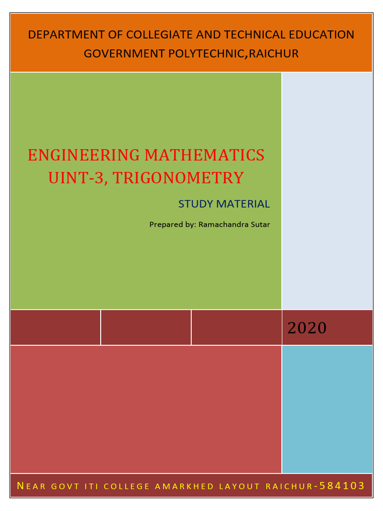 Trigonometry Study Material for Engineering | PDF | Trigonometric ...