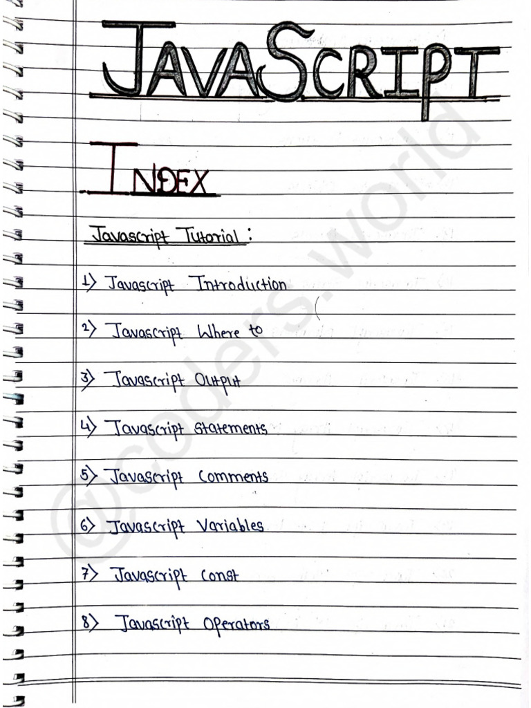 Javascript Complete Handwritten Notes | PDF