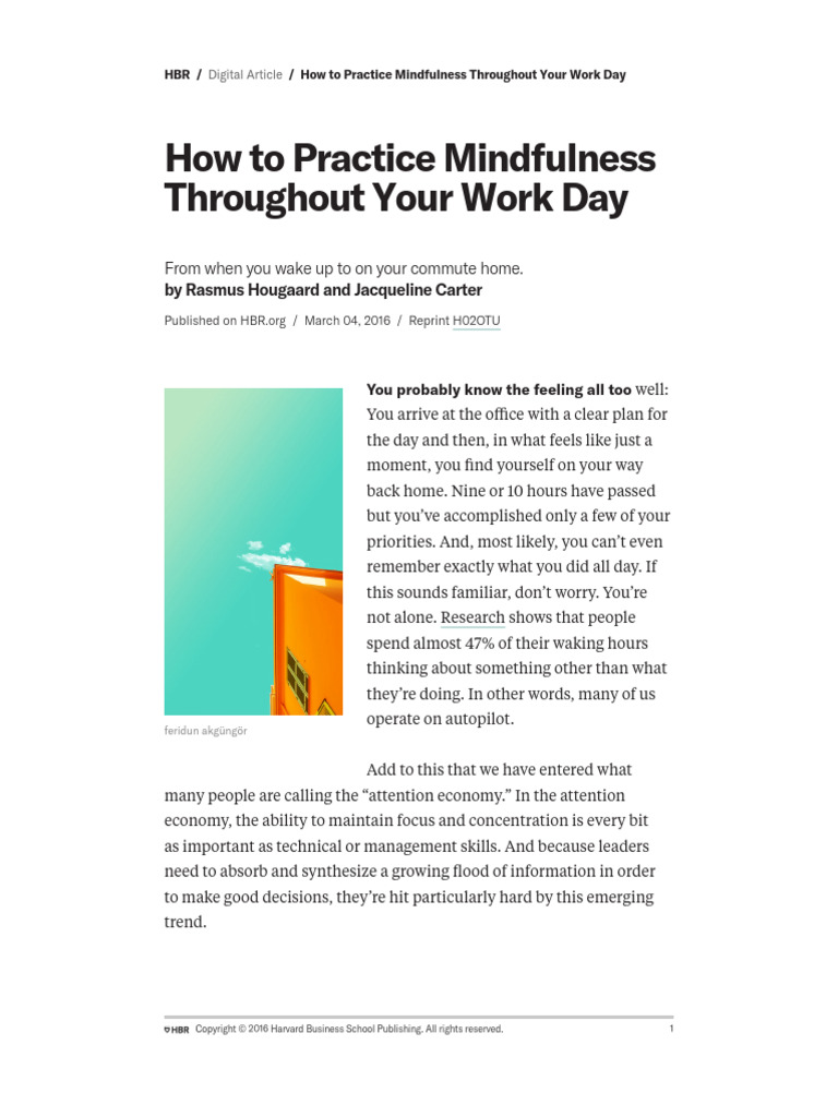 Mindfulness Techniques for Work Focus | PDF | Breathing | Mindfulness
