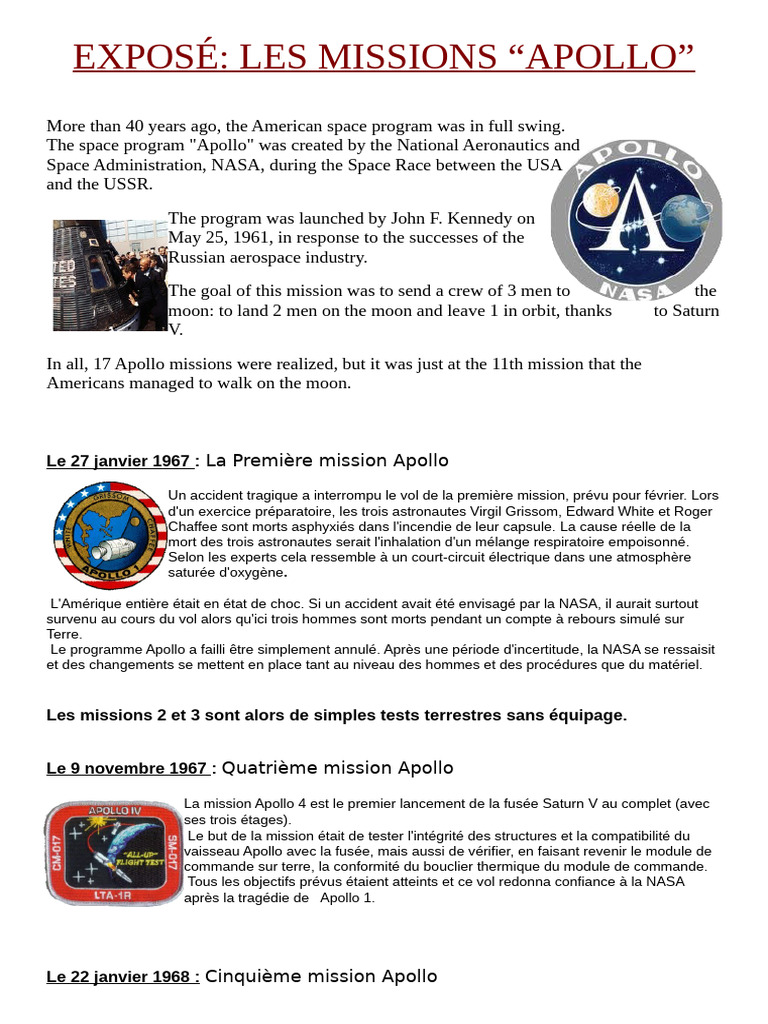 Missions Apollo : Histoire et Succès | PDF | Programme Apollo | Apollo 11