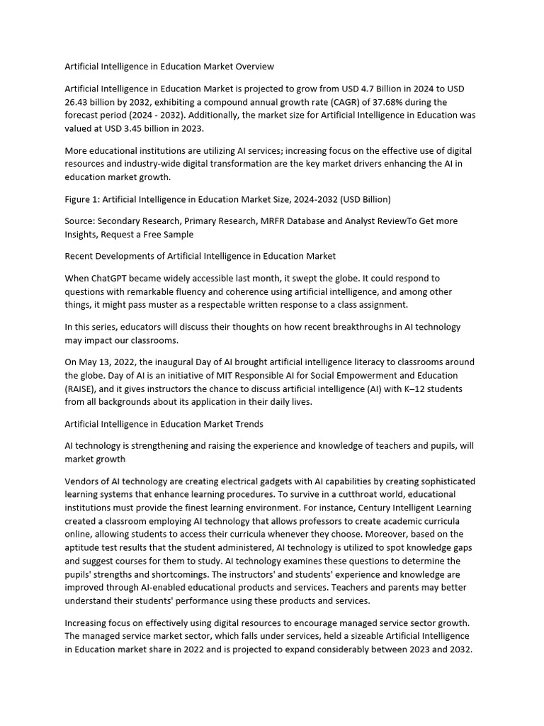Artificial Intelligence in Education Market Overview | PDF | Artificial ...