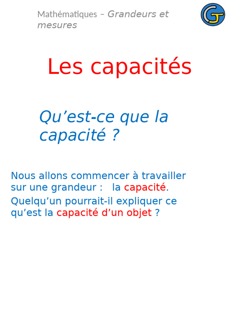 Comprendre la capacité des objets | PDF