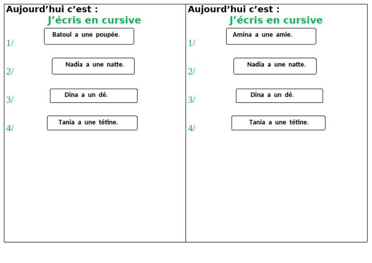 J'écris en cursive : Amina et ses amis | PDF