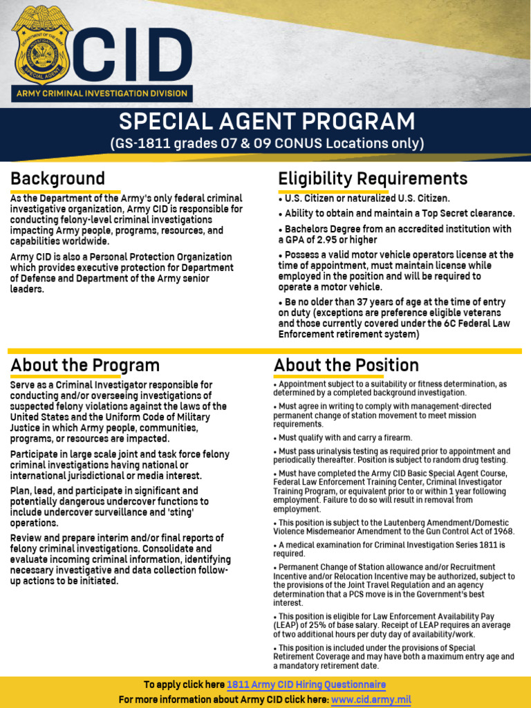 Army CID Special Agent Program Overview | PDF | Justice | Crime & Violence