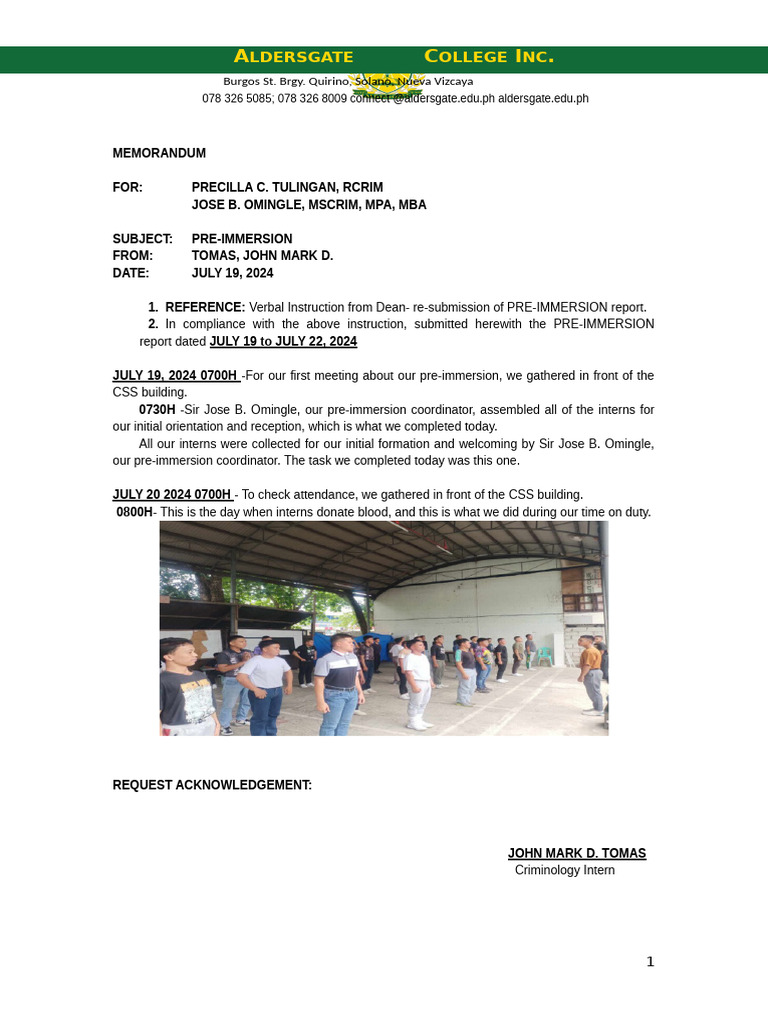 Weekly Sample Format Portfolio Sample | PDF
