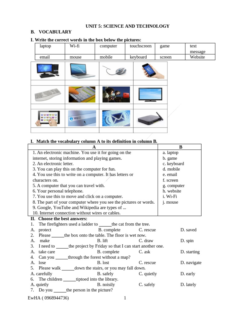 Science and Technology Vocabulary Guide | PDF | Computer Keyboard ...