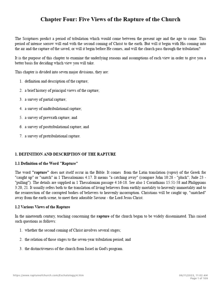 Five Perspectives on the Rapture | PDF | Rapture | Dispensationalism