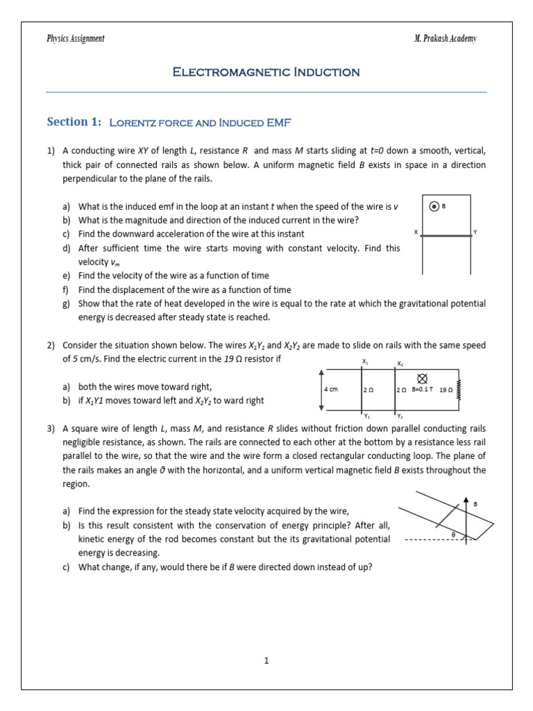 Electromagnetic Induction Physics Assignment | PDF | Inductance | Inductor
