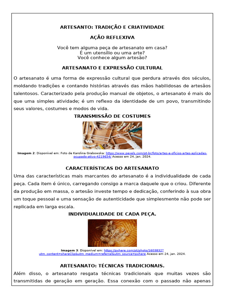 Artesanato: Tradição, Criatividade e Sustentabilidade | PDF | As artes