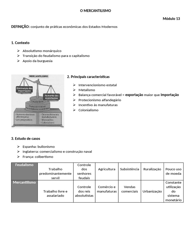 Mercantilismo: Práticas e Características | PDF