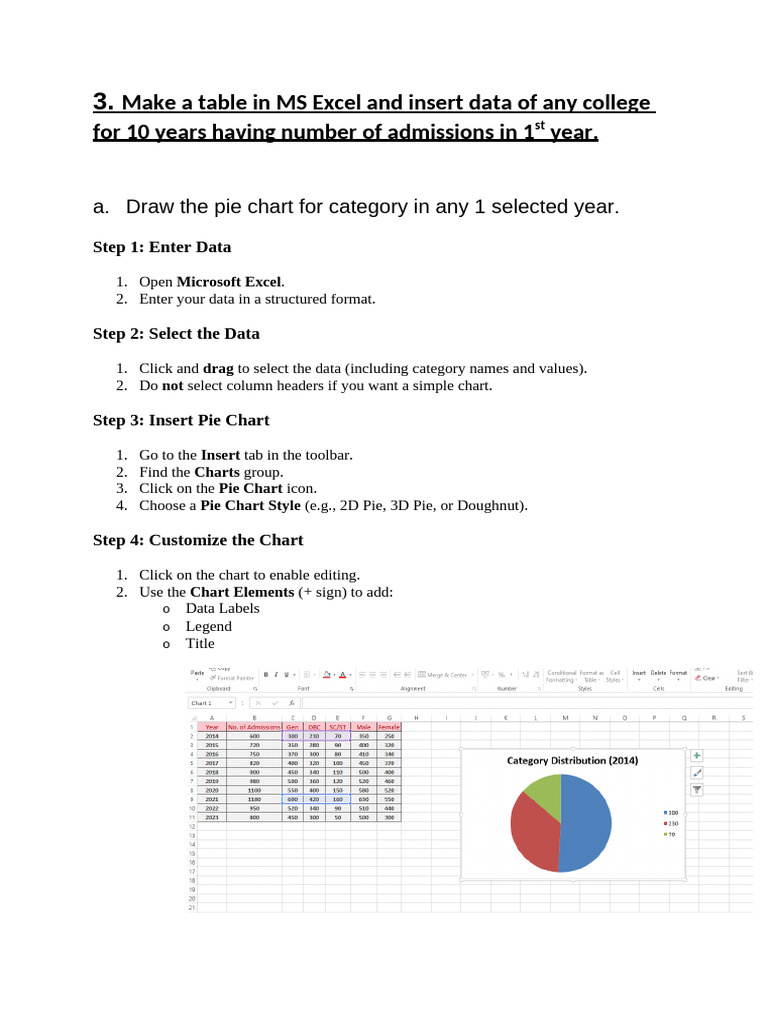 Excel Chart Creation Guide for Admissions | PDF