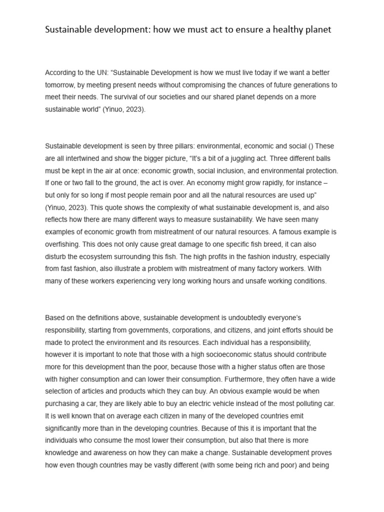 Sustainable Development for a Healthy Planet | PDF | Sustainability ...