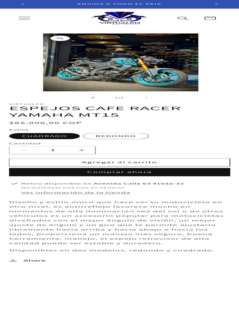 Espejos Cafe Racer Yamaha MT15: Estilo y Seguridad | PDF