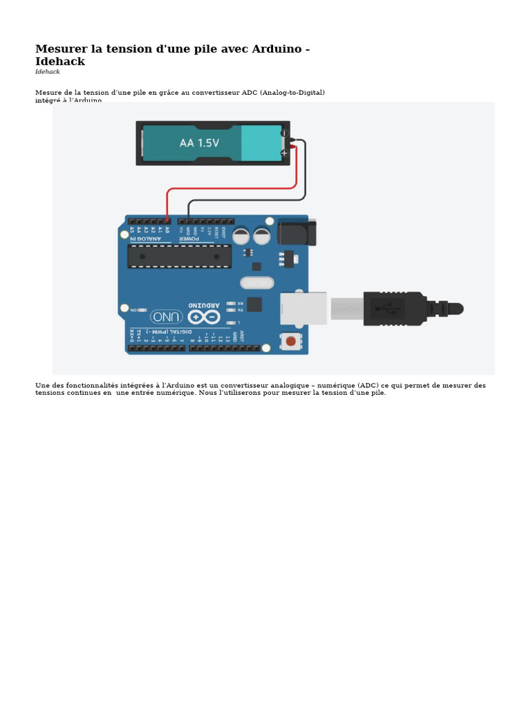Mesurer la tension d'une pile avec Arduino | PDF