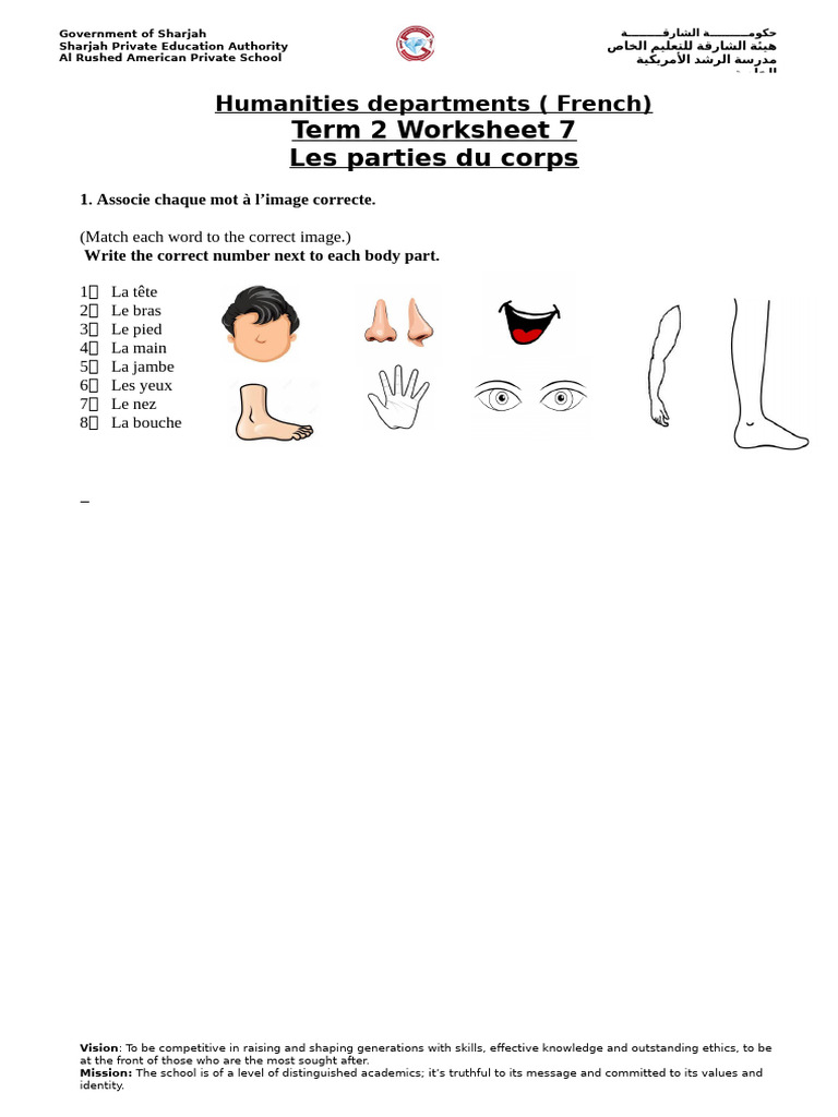 French T2, WS7 Les Parties Du Corps. | PDF